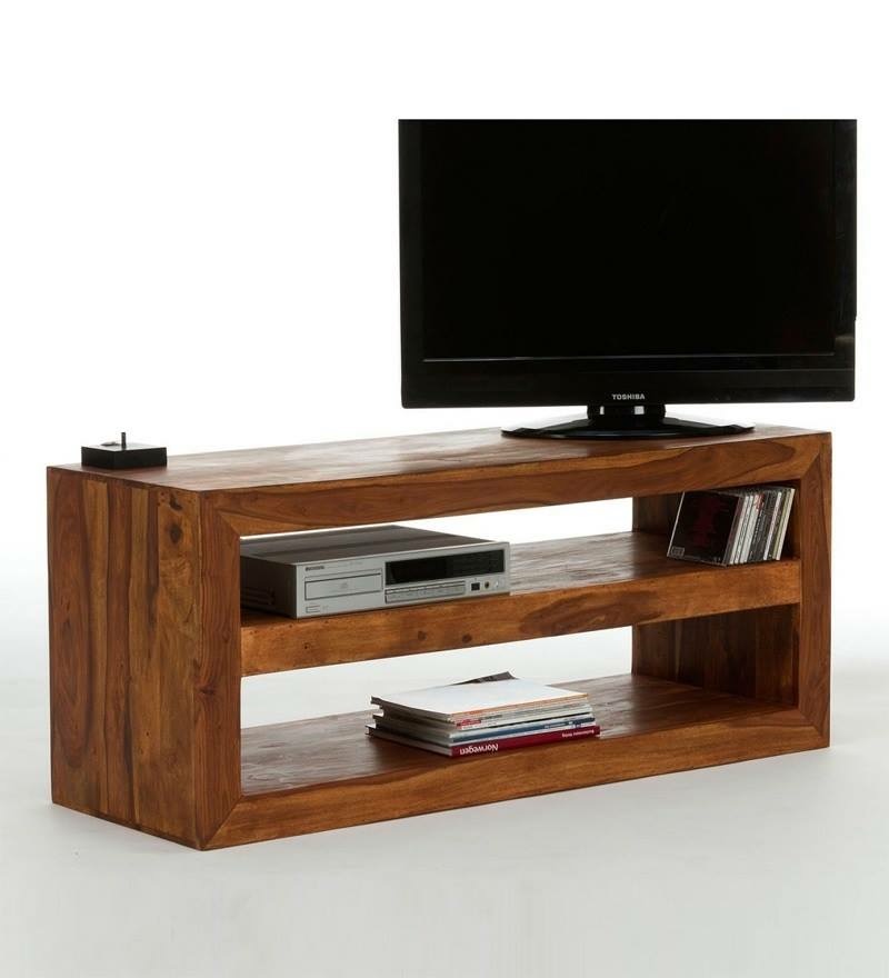 Wood Decor 2 Open Shelf Tv Unit , Sheesham Wood Furniture Store In