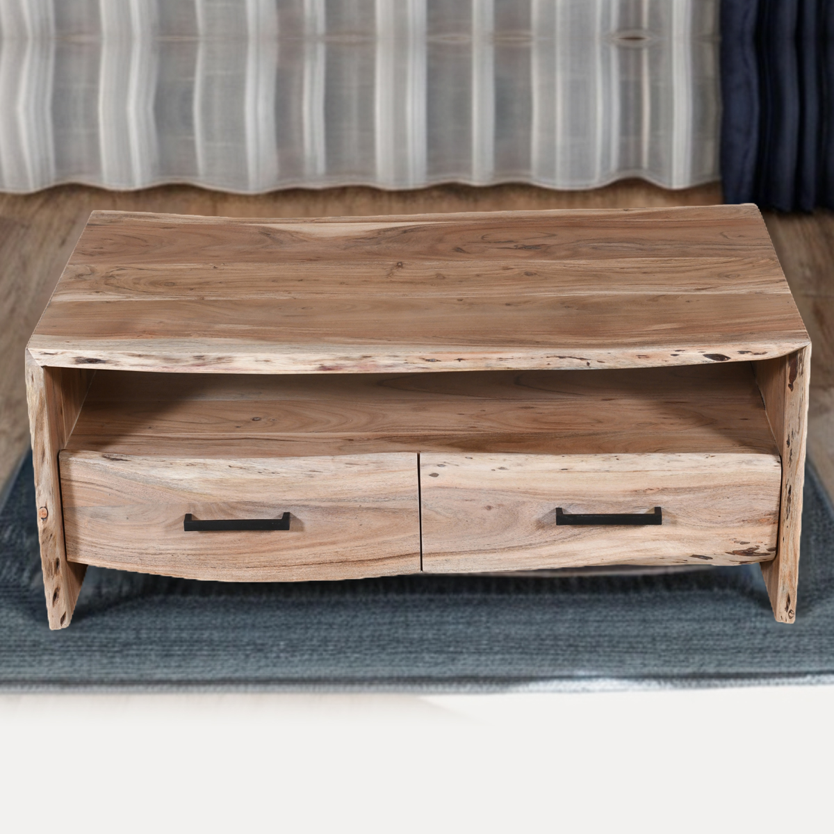 Wood Decor Hays 2 Drawer Coffee Table, Acacia Wood Furniture Store In