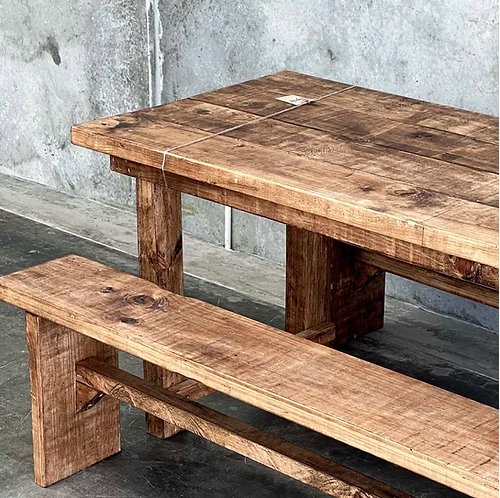 Rustic kitchen tables with benches discount