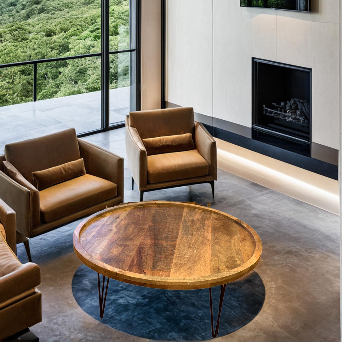 Wood Decor Round Tripod Coffee Table Mango Wood Furniture Store In