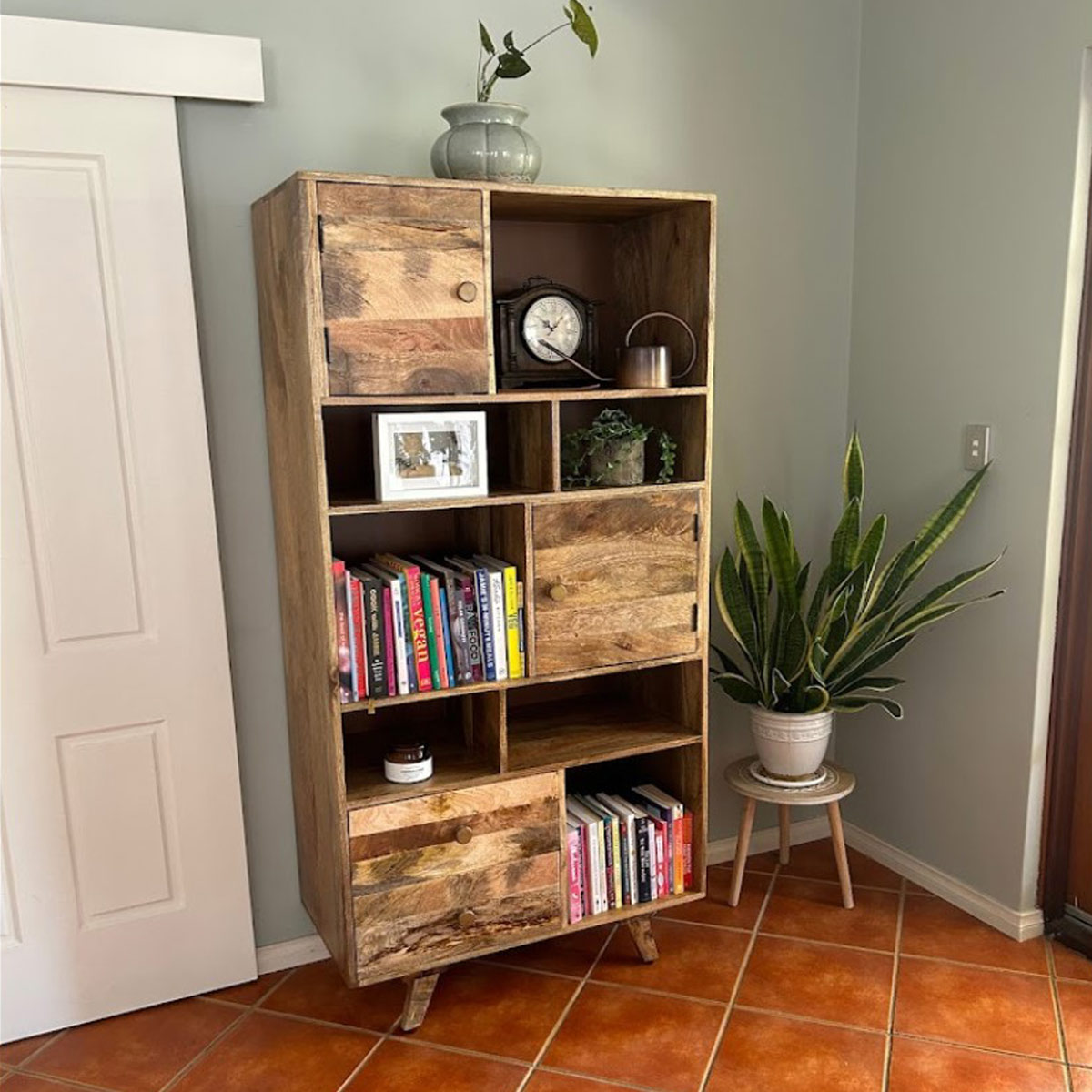 Wood Decor 2 Door 2 Drawer Bookcase, Mango Wood Furniture Store In