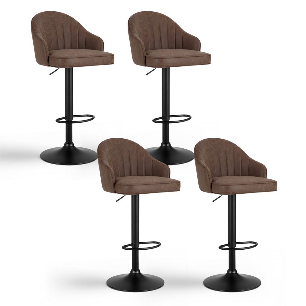Artiss 4x Bar Stools Kitchen Swivel Gas Lift Counter Chair Shell Leather Brown
