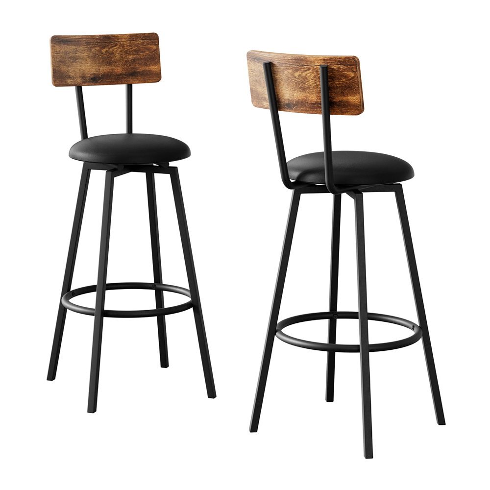 Artiss 2X Industrial Bar Stools Upholstered Counter Chairs Steel Frame Anti-Scratch