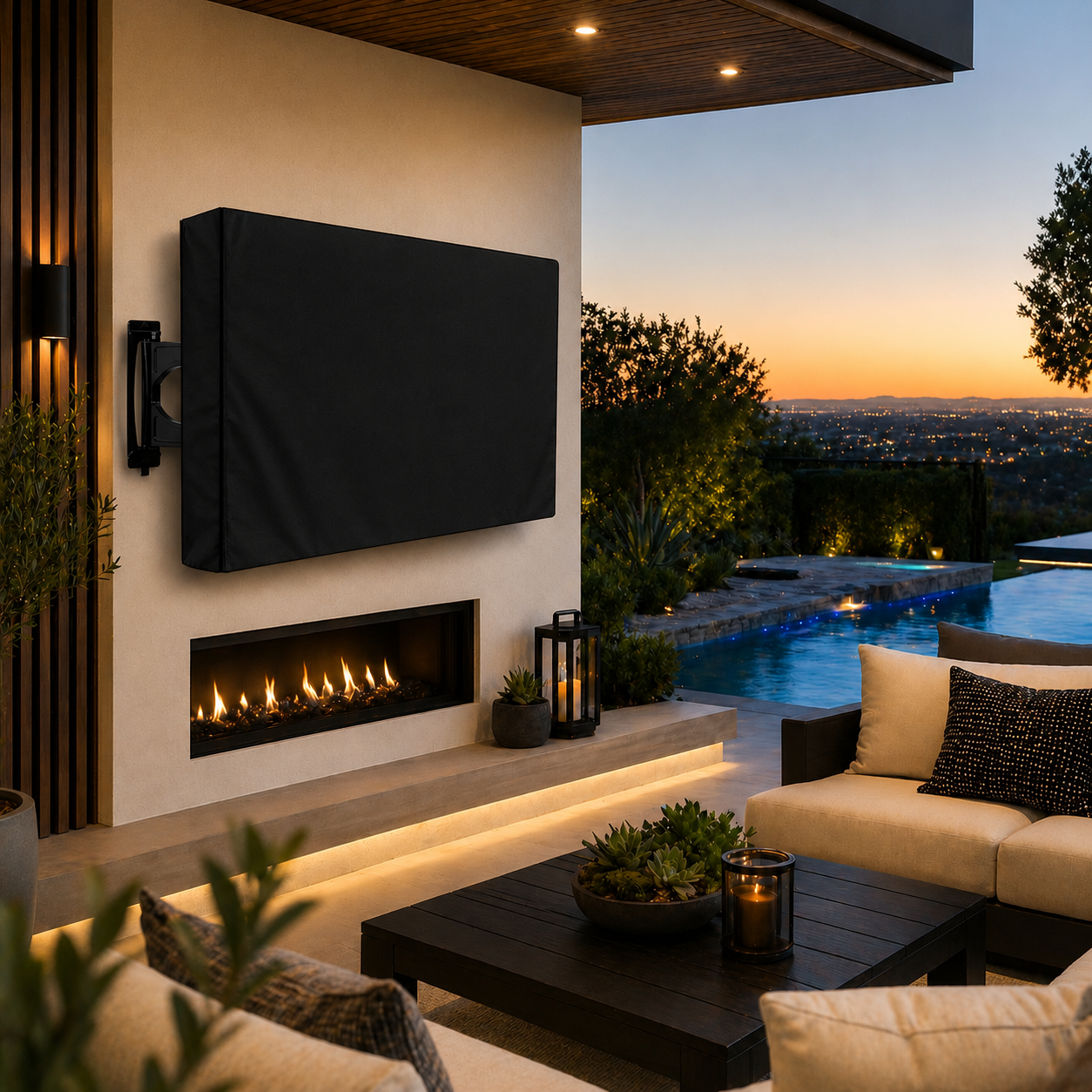 Weatherproof Outdoor TV Cover for Wall-Mounted Flat Screens – Waterproof, Dustproof, and UV-Resistant Protection for Patio, Balcony, and Garden Entertainment Areas (65"-70"(163×102×13cm), Black)
