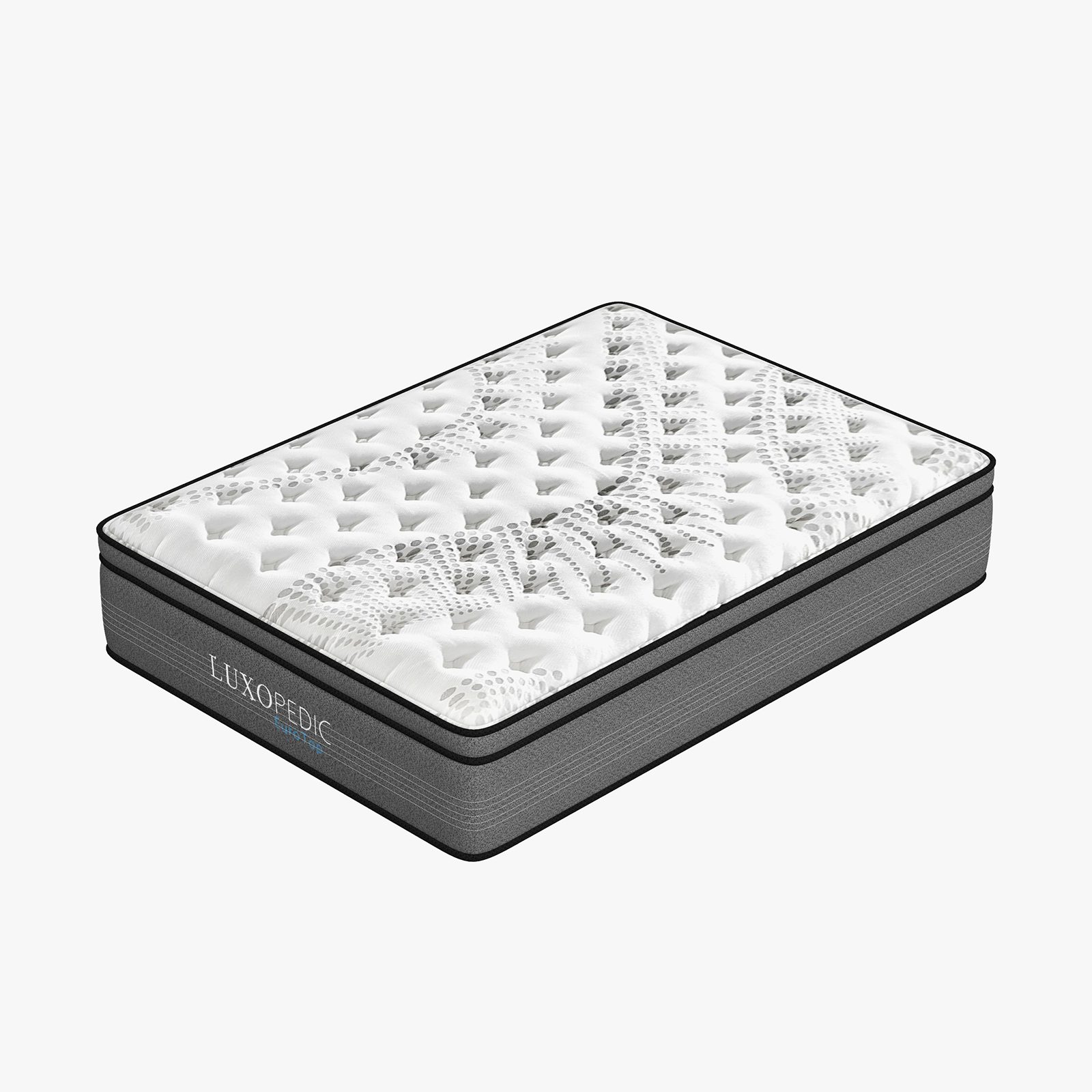Luxopedic Pocket Spring Mattress 5 Zone 32CM Euro Top Memory Foam Medium Firm - King Single - White Grey